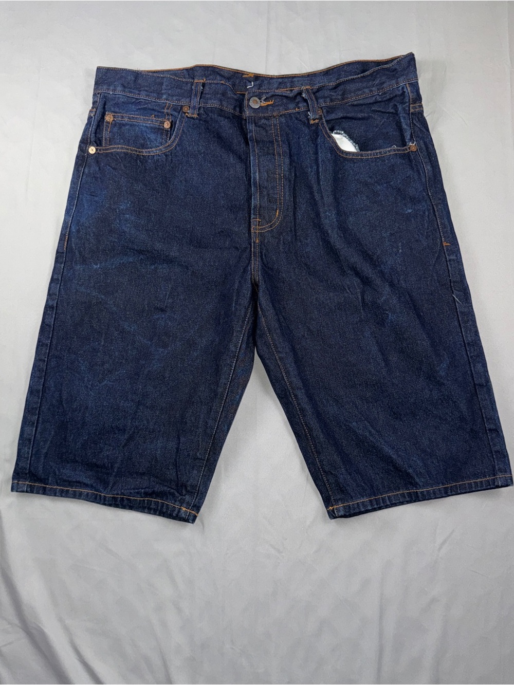 Vintage Y2K Heifetgens Evisu Style Denim Shorts Mens 38 Crane Embroidered Baggy